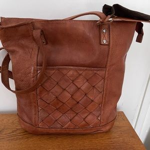 NWT Vilenca Holland Brown Leather Weave Tote Purse